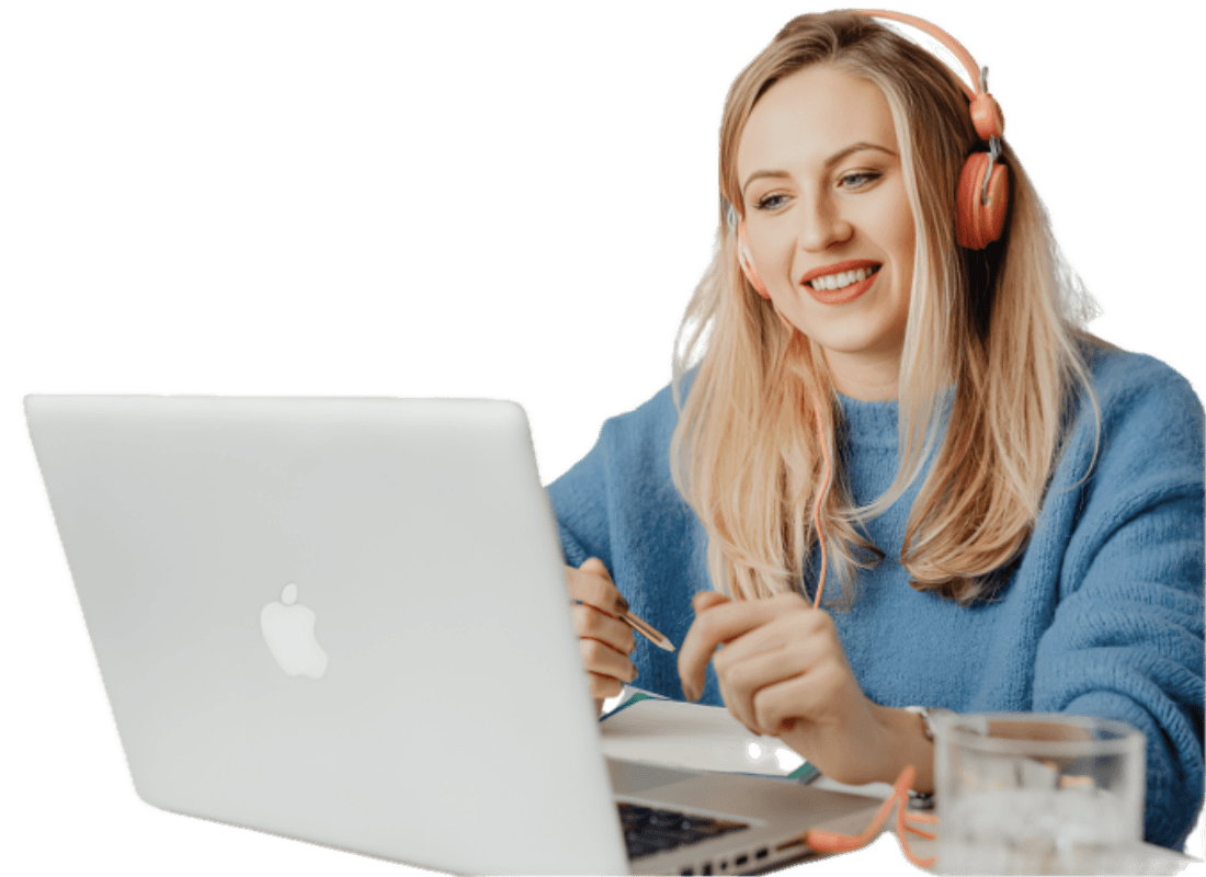 WorkWiser virtual assistant working at her laptop